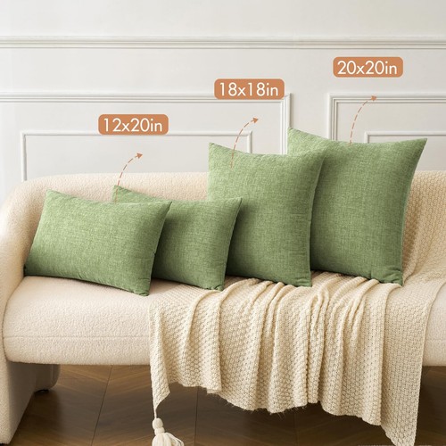 MIULEE Pack of 2 Couch Throw Pillow Covers 18x18 Inch Soft Sage Green ...