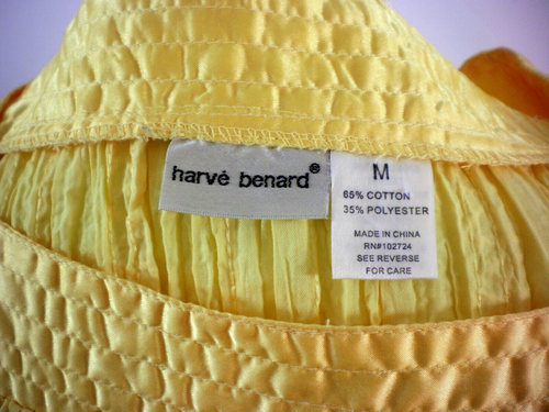Yellow Womens Blouse Medium Top SS casual Shimmering Crepe summer lightweight - Picture 4 of 6