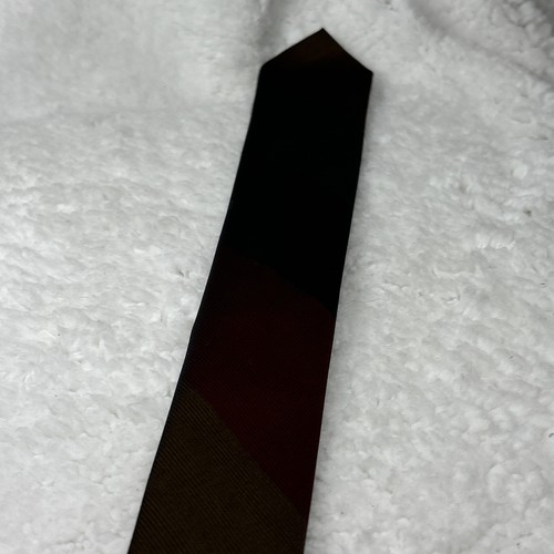 1950s Vintage Rockabilly Skinny Tie Brown Black Burgundy Diagonal Stripe Modest - Picture 11 of 13