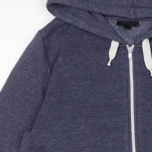 Topshop Womens Blue Cotton Full Zip Hoodie Size 14 Zip - Picture 8 of 10