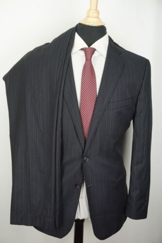 Saks Fifth Avenue Navy Blue Striped Loro Piana S130s Wool 2 PC Suit Sz 42L - Picture 4 of 12