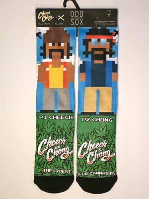NEW MEN'S PRINTED ODD SOX CHEECH & CHONG GAMER PLAYER 1 PLAYER 2 CREW SOCKS 6-13