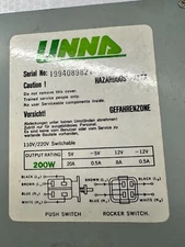 Unna 200W computer power supply PSU switchable