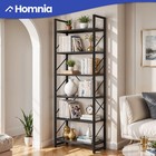6 Tier Corner Industrial Bookcase Wooden Bookshelf Display Rack Storage Home