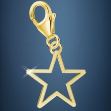 Stern Karabiner Charm 925 Sterling-Silber Gold Vergoldet Anh&auml;nger f&uuml;r Armband