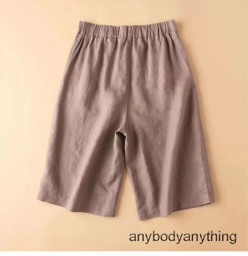 Womens Long Shorts Cotton Linen Knee Length with Pockets Lightweight Loose - Foto 8 di 21