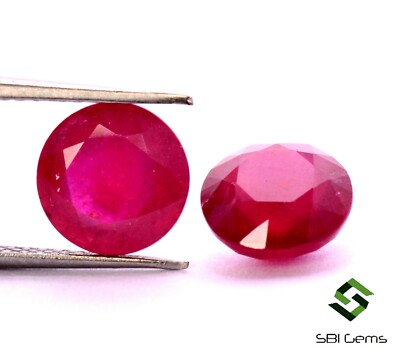 5,48 Cts Natürliche Ruby Rundschliff Paar 8 mm Tief Rot Loose Edelsteine GF