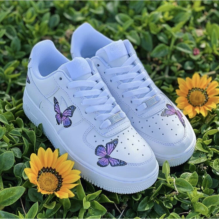 Nike Air Force 1 Purple Lilac Monarch Butterfly Custom Shoes Men Women Kids