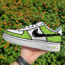 Air Force 1 Custom Shoes Retro Light Green Swoosh Cartoon Mens Womens Kids Sizes