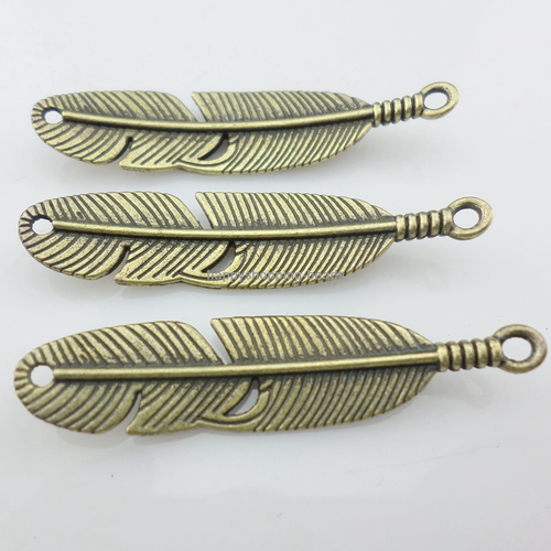 4 piezas dijes de pluma de plata tibetana conectores colgante 11x45 mm fabricación de joyas - Imagen 5 de 15