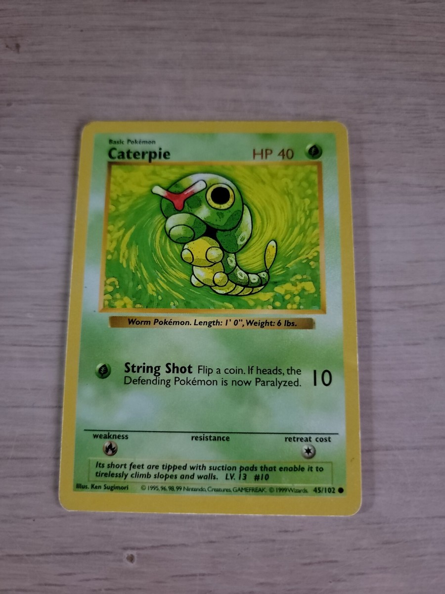 Pokémon Base Set Unlimited Regular Finish Caterpie Shadowless 45