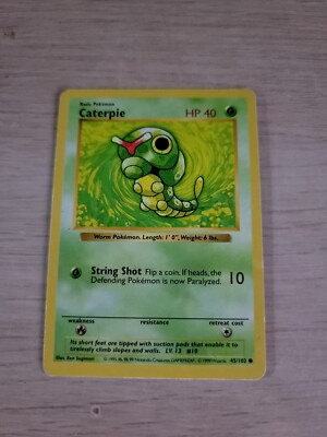 Pokémon Base Set Unlimited Regular Finish Caterpie Shadowless 45