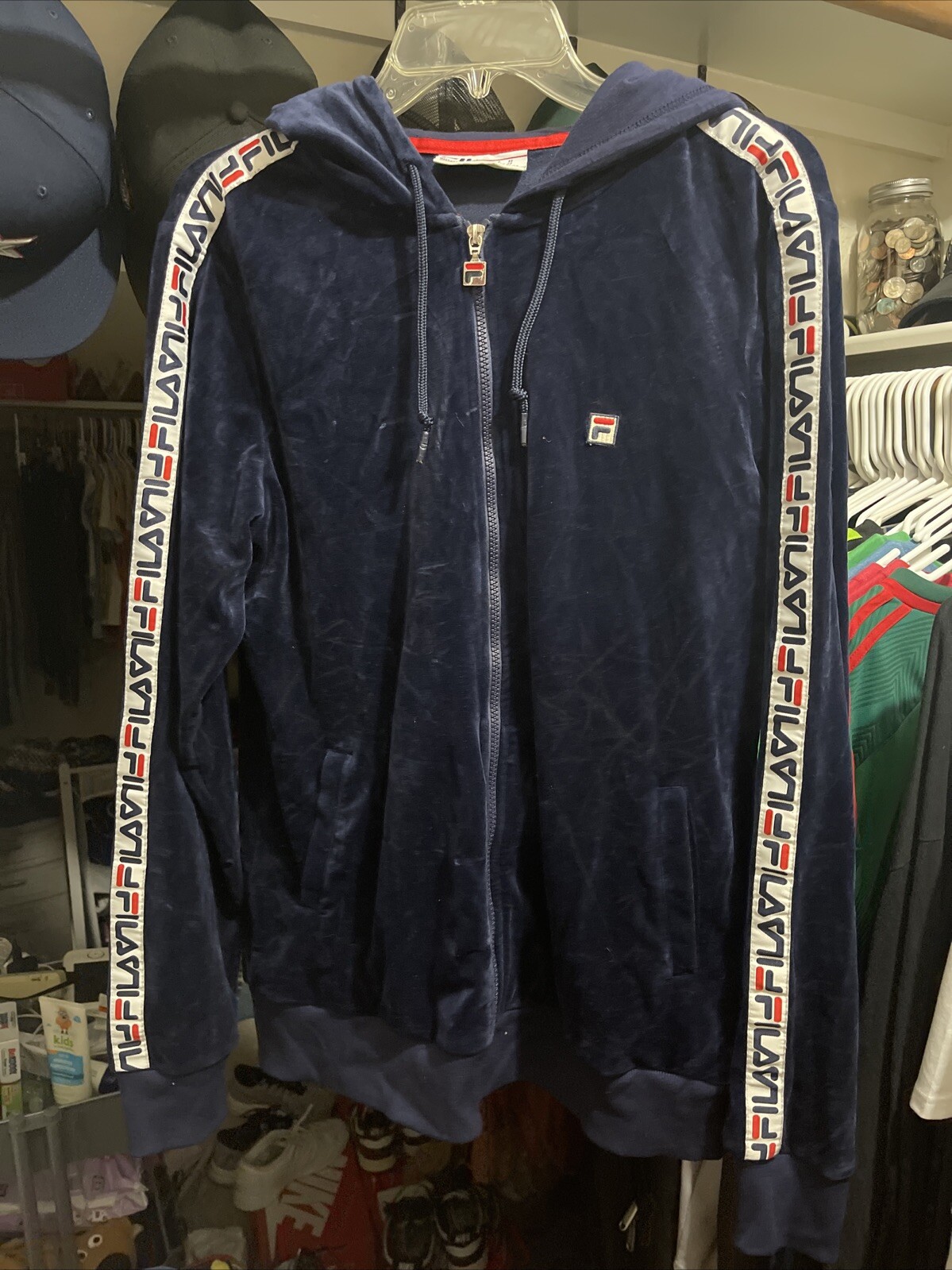 Top tuta Fila blu velluto XL giacca zip