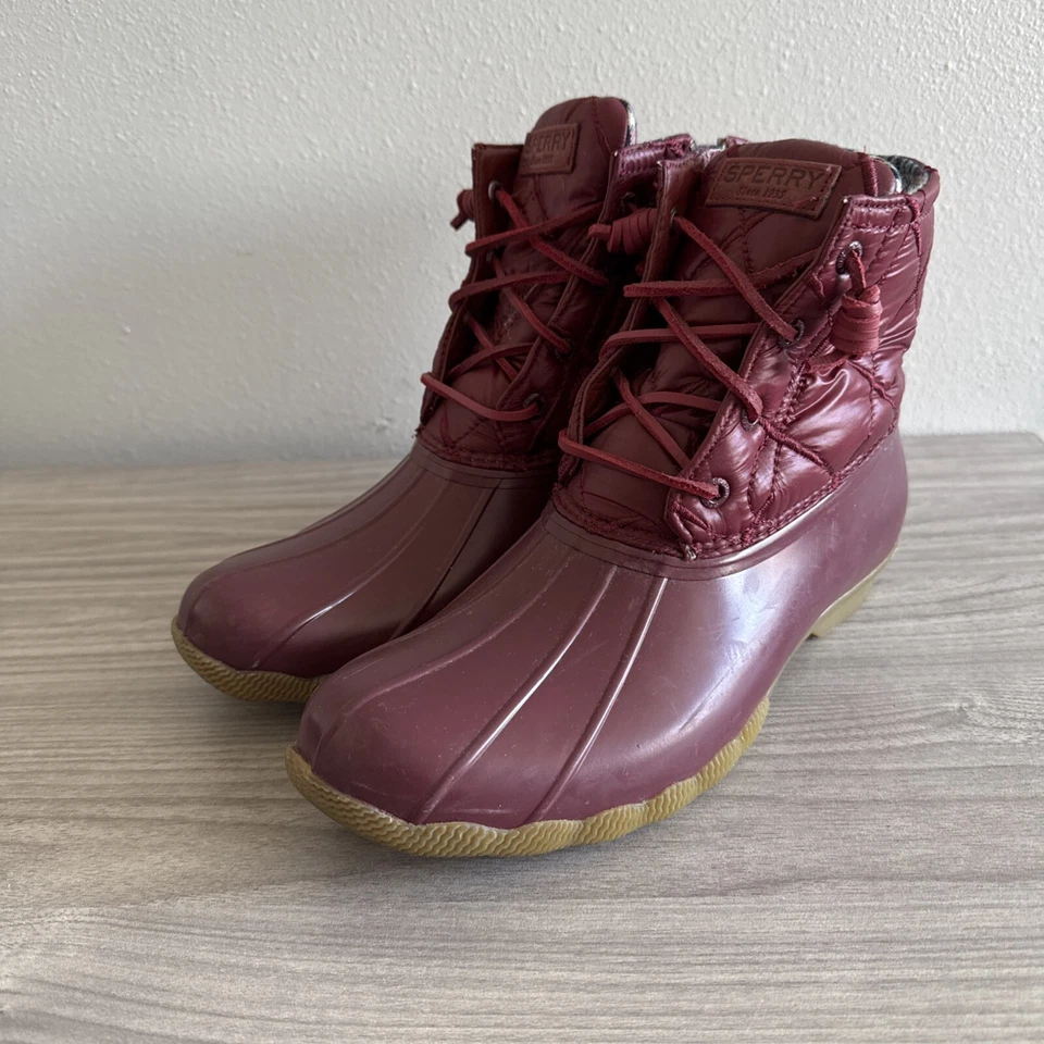 Botas Sperry Mujer 9 Agua Salada Lluvia Pato Edredón Cordobés Informal STS85530 Granate Foto 4 de 4