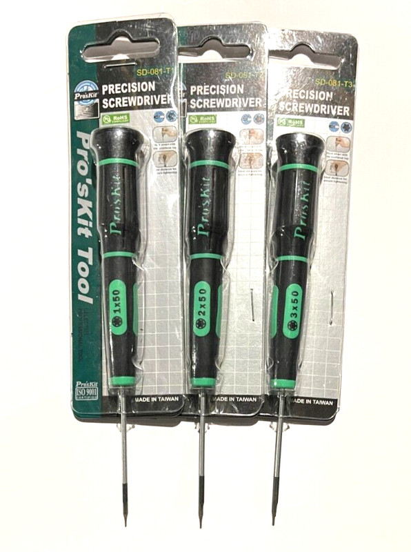 Set of 3 Pro'sKit SD-081-TS1, TS2, TS3 Torx Precision Screwdrivers, brand-new