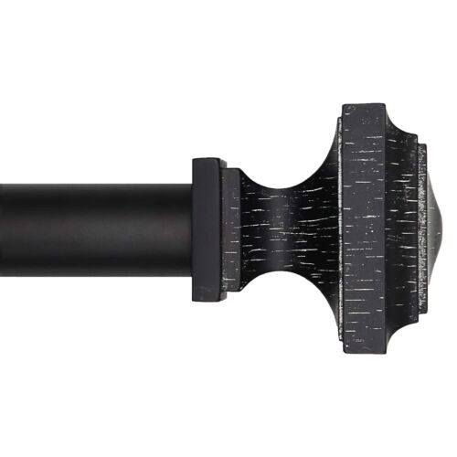 Curtain Rod 1 Inch, Wood Decorative Treatment Single Window Curtain Rods - Sq...