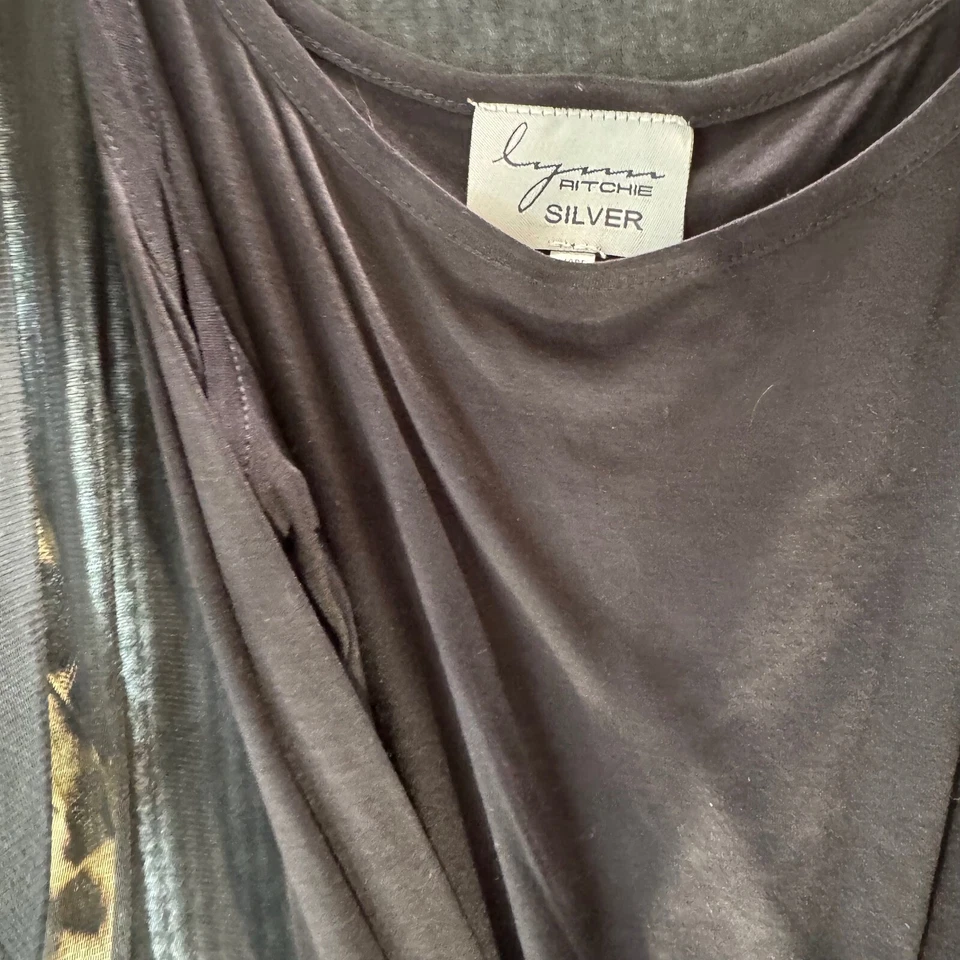 Nuevo Top Lynn Ritchie XL Estampado Leopardo Malla Encaje Y2K Glamour Animal Elástico Transparente Foto 4 de 4