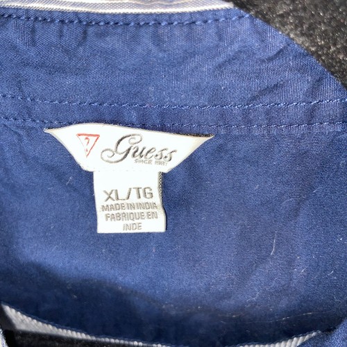 Guess Western Pearl Snap Shirt Womens Size XL Stripe Blue Embroidered Cuffs - Picture 2 of 6
