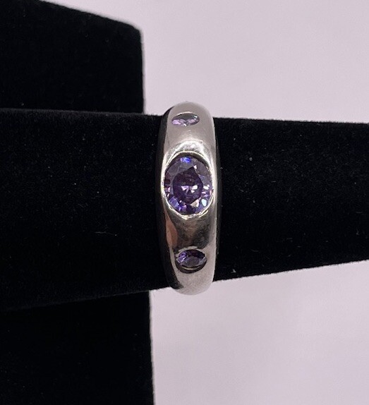 Sterling Silver Amethyst Trio Solid Ring Size 9.25 - image 14
