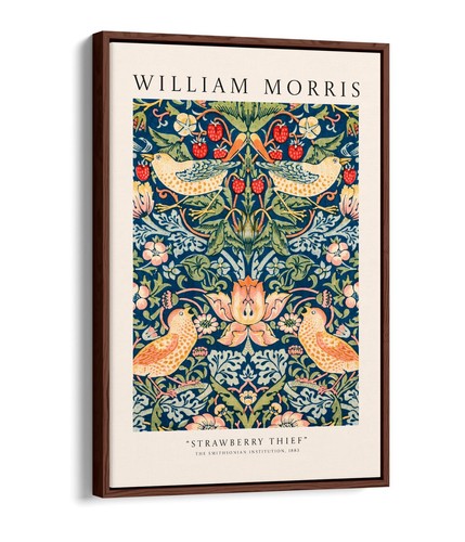 WILLIAM MORRIS 'STRAWBERRY THIEF' PLANT DECOR FLOAT EFFECT CANVAS ART PRINT - Picture 10 of 12