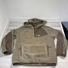 Eastern Mountain Sports Thick Pile Fleece Sherpa 1/4 Zip Anorak Jacket Brown M