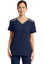 Dickies Dynamix Women's Scrubs V-Neck Top DK740 NAV Navy Free Shipping
