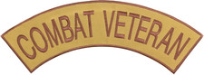 Combat Veteran Brown on Gold W/Boarder Iron on Top Rocker Patch for Jacket Vest