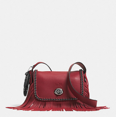 NWT Coach Whiplash Leather Dakotah Small Fringe Crossbody Red