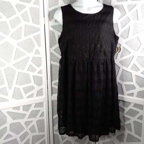 Vestido Haani Mujer 2X Encaje Superpuesto Negro Sin Mangas  - Imagen 1 de 8