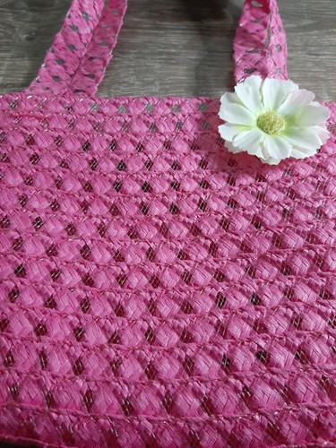 (1) Girls Pink Easter Tote bag, Purse with Flower. New  - Picture 3 of 7