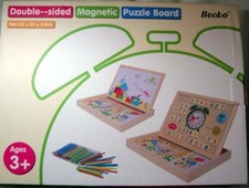 BECKO Double-sided, Magnetic, Puzzle Board, Wooden, Adjustable, Ages 3 