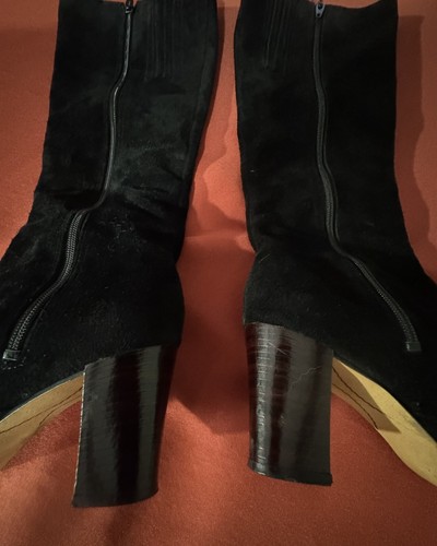 LIFE STRIDE SIZE 6 Genuine 1970s Black Suede Boots HIPPIE *BOHO* FUNKY - Picture 4 of 6
