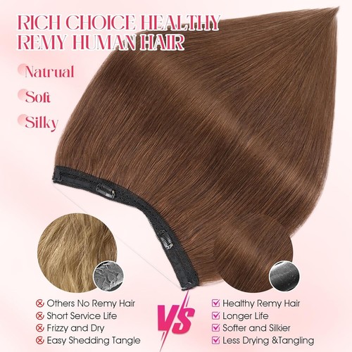 Halo Remy Human Hair Extensions 11 inch #4 Medium Brown Invisible Wire Clip In - Picture 6 of 7