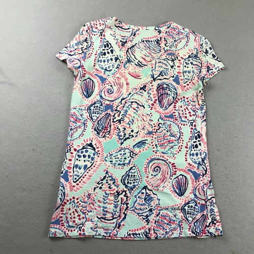 Lilly Pulitzer Top Womens Small Blue Sea Shells Short Sleeves Pullover Tee - Picture 5 of 10