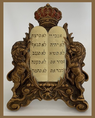 Syroco Wooden Torah - Judaism/Hebrew Wall Or Desk Plaque 7” x 5¼” - USA Made - Picture 3 of 12