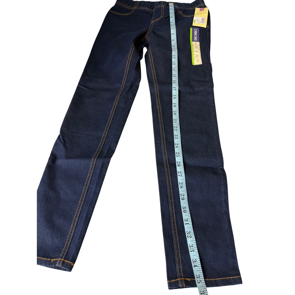 Cherokee Jeggings Lavado Oscuro Denim Look Pull On Cintura Elástica Niñas Talla 12 Foto 4 de 4