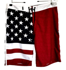 Mens 65 Hurley Phantom Boardshorts Surf Swim Trunks Stretch USA Flag Size: 30
