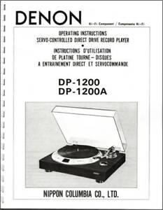 Denon Dp 10 Dp 10a Turntable Owners Manual Ebay