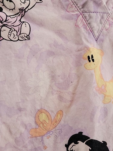 Betty Boop Women Lavender (Stains, Material Wear, Missing Tags) V Neck Scrub Top - Picture 5 of 6
