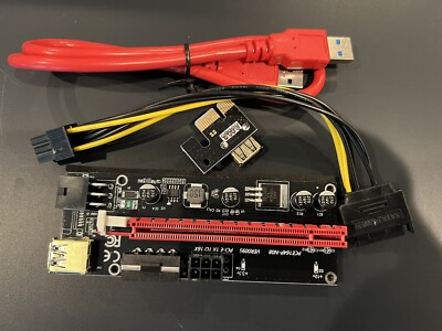 Mining PCIe Riser 16x to 1x Powered Riser Adapter Card Full Kit