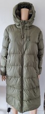Next Women's Khaki Elements Rubber Longline Thermal Hooded Coat Size Uk 10