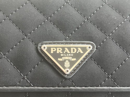 Authentic Prada Large Black Tressuto Impuntu Nylon Diamond Quilted Wallet 1M1132 - Picture 3 of 13