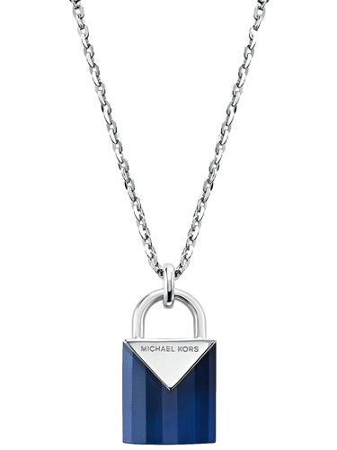 New Michael Kors Pave Padlock Pendant Necklace Silver Tone  display picture 2