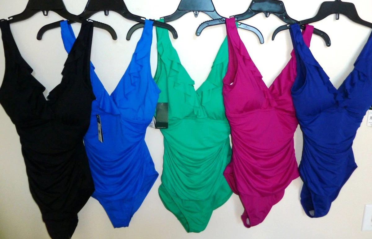 Ralph lauren tummy sales control swimsuit ruffle