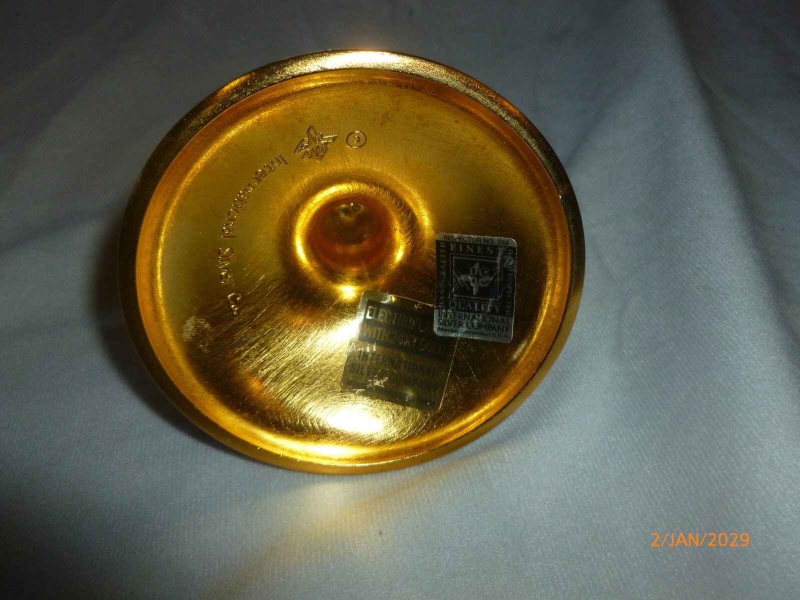 International silver company 24k Gold Electroplated Candle Stick Holder Single