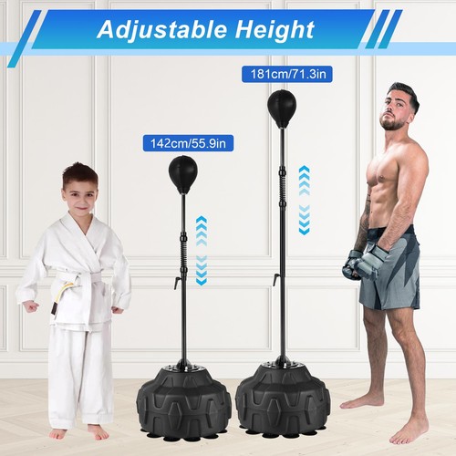 Punching Bag Stand Adjustable Height Boxing PU Leather Speed Reflex Ball Suction - Picture 4 of 9