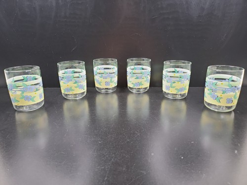 6 Pfaltzgraff Summer Breeze 8 Oz Tumblers Glasses Set Blue Flowers Yellow Green - Picture 7 of 24