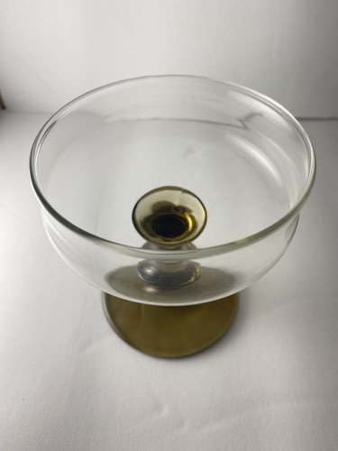 Vintage Libbey Tulip Brown Stem Champagne / Sherbet Glass Set Of 4 - Picture 2 of 6