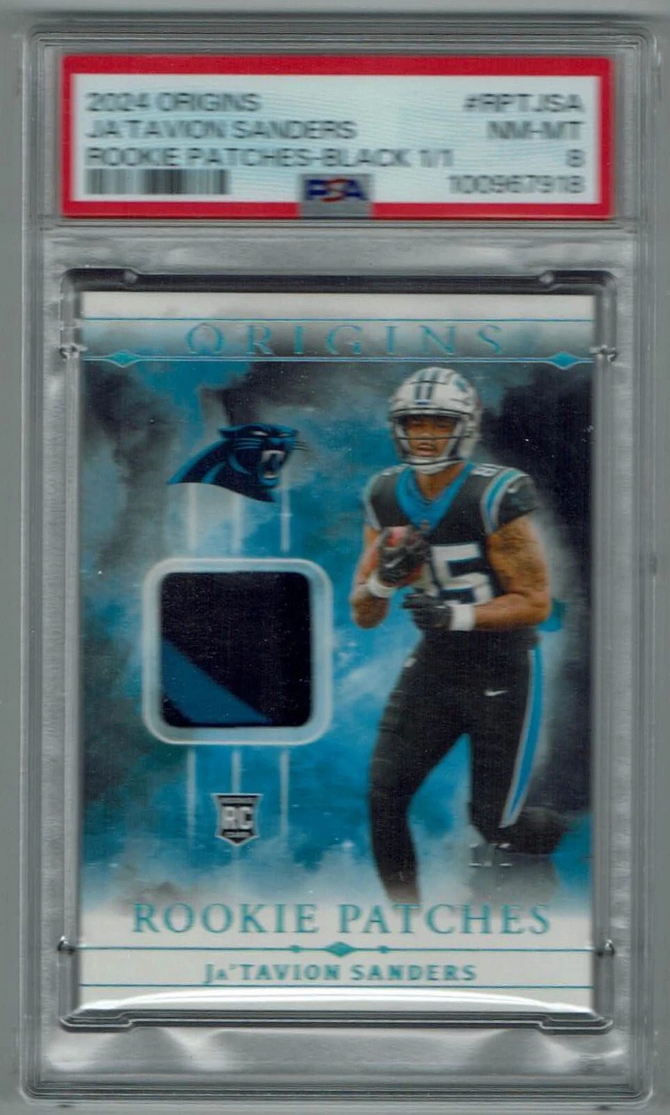 Ja'Tavion Sanders Panini Origins Rookie Patches #RPTJSA Black 1/1