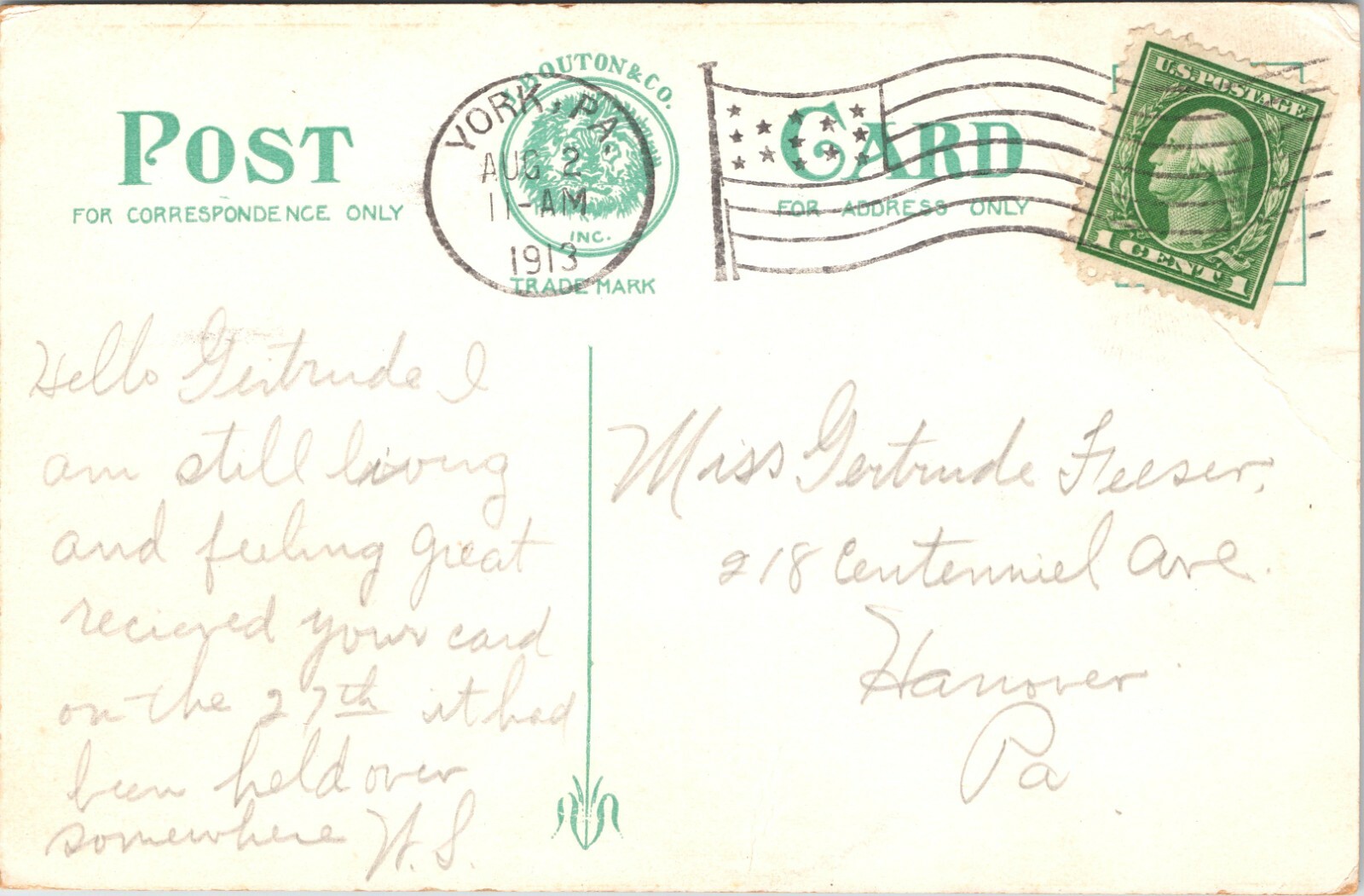 C.1910s York PA Market Street Bridge Looking South Pennsylvania